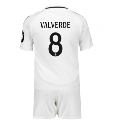 Real Madrid Federico Valverde #8 Hemmakläder Barn 2024-25 Kortärmad (+ Korta byxor)